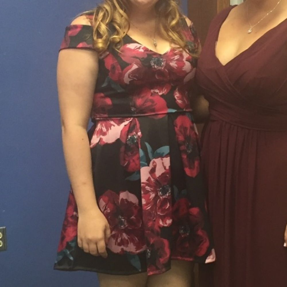Charlotte Russe Floral Mini Dress - Black and Pink - Picture 6 of 7